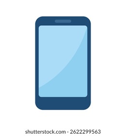 Clean flat vector of a smartphone with a blue screen, ideal for mobile technology, communication, app development, and digital lifestyle themes.