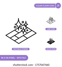 Clean floor icons set vector illustration with solid icon line style. Easy cleaning surface concept. Editable stroke icon on isolated background for web design, infographic and UI mobile app.