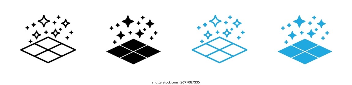 Symbol-Piktogramm für saubere Bodenoberfläche. Strichdesigns.