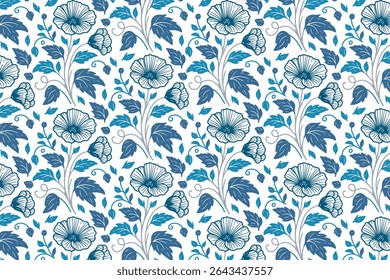 clean floral line drawing pattern in hand drawn form for bedsheet textile wrapping paper and women fashion designs

