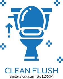 Clean flush icon. toilet icon vector (blue version)