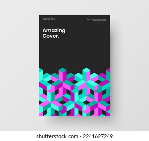 Clean flyer A4 design vector illustration. Isolated mosaic tiles handbill layout.