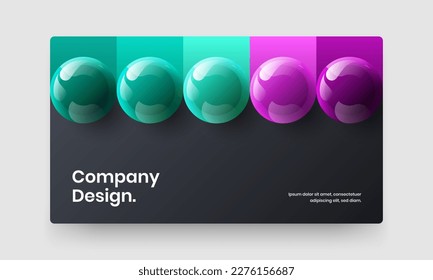 Clean flyer design vector template. Colorful 3D balls presentation illustration.