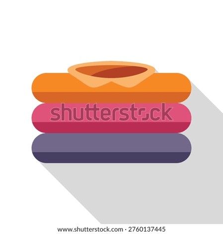 Clean folded clothes and textiles creating a neat stack