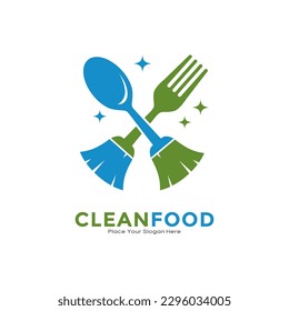 Clean food logo vector design. Suitable for business, food, catering, cleaning, technology and culinary