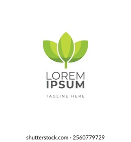 Clean fresh green leaf logo vector abstract ecology herbal plant symbol