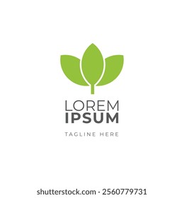 Clean fresh green leaf logo vector abstract ecology herbal plant symbol
