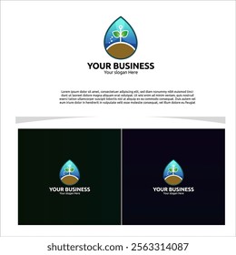 clean and fresh logo showcasing a single water droplet containing a sprouting plant, for you company