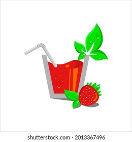 clean fresh strawberry juice vector. logo and label for juice company 