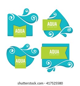 clean and fresh water, stickers, labels, tags and icons vector collection