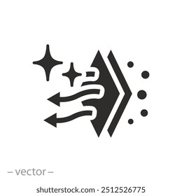 clean or fresh wind icon, filtration air, purification, virus protection, dust cleaner, filter layers, flat vector illustration