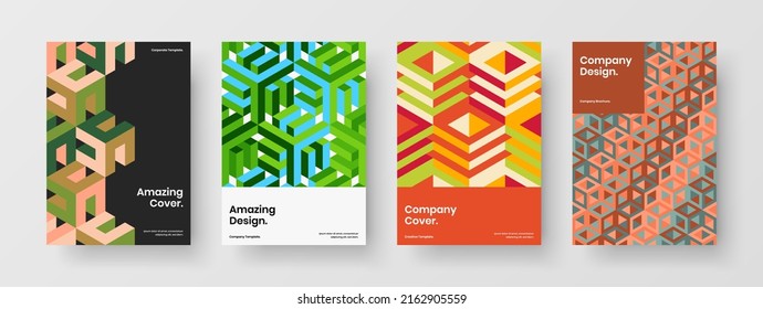 Limpiar la composición de la plantilla del vector de diseño de la página principal A4. Colorida colección de concepto de formas geométricas postales.