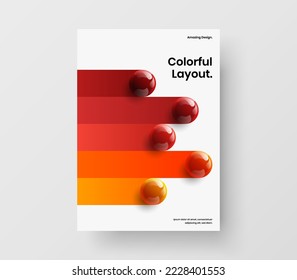 Clean front page A4 vector design template. Unique realistic spheres flyer concept.