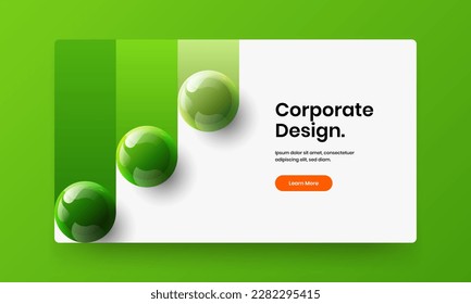 Clean front page vector design concept. Minimalistic 3D balls pamphlet template.
