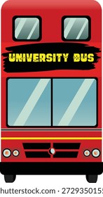 A clean front-view double decker university bus graphic with bold Bengali text, ideal for educational posters, campus transport branding, websites, banners, social media templates, stickers, and print merchandise