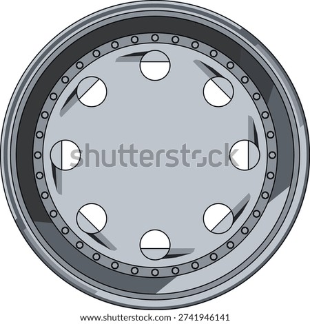 Clean front-view forged wheel rim vector isolated on white background. Perfect for auto parts catalogs, mechanic workshop branding, and car enthusiast projects.