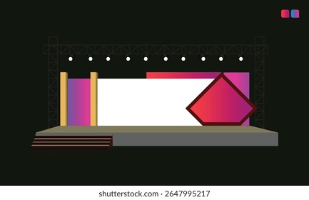 A clean, functional 2d stage setup designed for business conferences and corporate presentations. It highlights speakers, supports visual content, and maintains a sharp, professional look.