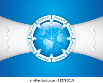 Clean futuristic vector design template with earth globe.Brochure