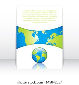 Clean futuristic vector design template with earth globe.Brochure