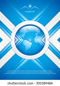 Clean futuristic vector design template with earth globe.Brochure