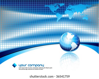 Clean futuristic vector design template with earth globe and map