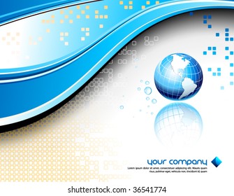 Clean futuristic vector design template with earth globe and map