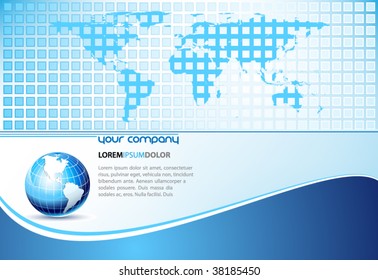 Clean futuristic vector design template with earth globe and map
