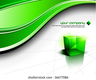 Clean Futuristic Vector Design With Transparent Green Cube