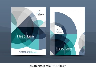 Clean geometric design annual report cover, leaflet business cover page, brochure flyer layout, abstract presentation background poster, A4 size