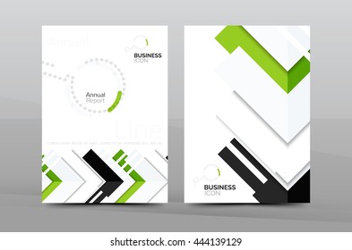 Clean geometric design annual report cover, leaflet business cover page, brochure flyer layout, abstract presentation background poster, A4 size