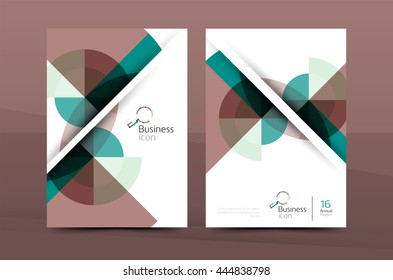 Clean geometric design annual report cover, leaflet business cover page, brochure flyer layout, abstract presentation background poster, A4 size