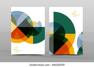 Clean geometric design annual report cover, leaflet business cover page, brochure flyer layout, abstract presentation background poster, A4 size