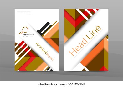 Clean geometric design annual report cover, leaflet business cover page, brochure flyer layout, abstract presentation background poster, A4 size