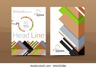 Clean geometric design annual report cover, leaflet business cover page, brochure flyer layout, abstract presentation background poster, A4 size
