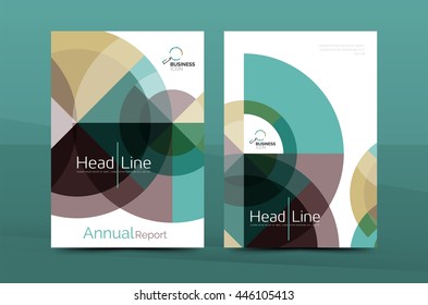 Clean geometric design annual report cover, leaflet business cover page, brochure flyer layout, abstract presentation background poster, A4 size