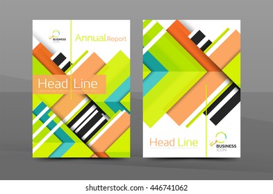 Clean geometric design annual report cover, leaflet business cover page, brochure flyer layout, abstract presentation background poster, A4 size