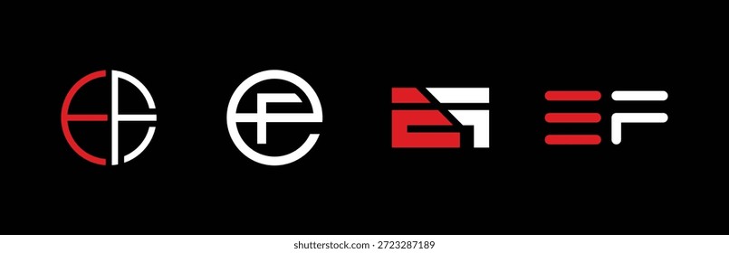 Kollektion sauberer geometrischer EF-Monogramme