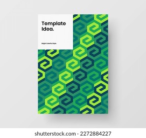 Concepto de informe anual de hexágonos geométricos limpios. Diseño vectorial de diseño A4 del folleto corporativo brillante.