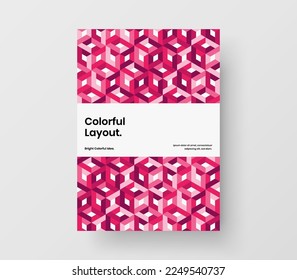 Ilustración de portada del libro de hexagones geométricos limpios. Plantilla de vector de diseño de folletos Vivid.