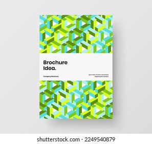 Clean geometric hexagons booklet template. Vivid front page vector design concept.