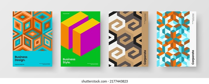 Reinigen Sie die Zusammensetzung der Prospektvorlagen für geometrische Hexagons. Beeindruckende Tagebuchdecke für das A4-Vektordesign-Layout.