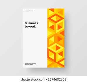Clean geometric hexagons front page illustration. Vivid book cover vector design layout.