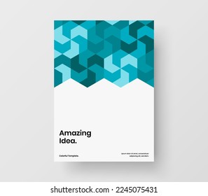 Clean geometric hexagons postcard template. Bright corporate cover A4 design vector illustration.