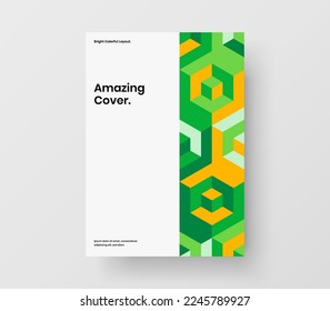 Clean geometric hexagons poster illustration. Modern corporate brochure A4 design vector concept.
