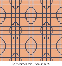 Celosía geométrica limpia hecha de líneas azul marino en un fondo suave. Patrón de Vector sin costuras ideal para textiles Fondo de pantalla papelería y decoración.