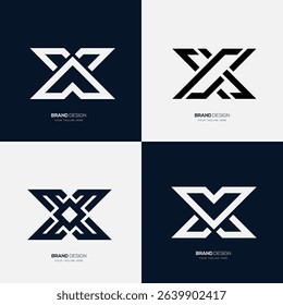 A clean geometric letter X logo set with four unique designs for modern branding use.