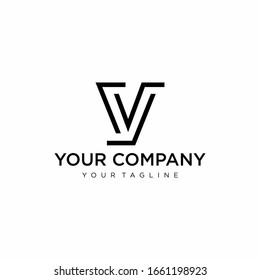 Clean and geometric line logo design of letter V with white background - EPS10 - Vector.