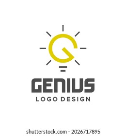 Clean and geometric logo about light bulb and letter G.
EPS 10, Vector.