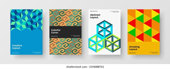 Conjunto de plantillas de informes anuales de patrones geométricos limpios. Presentación simple Diseño de diseño de vector A4 conjunto.