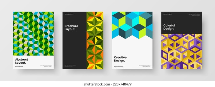 Clean geometric pattern company cover template composition. Creative corporate identity A4 design vector concept collection.